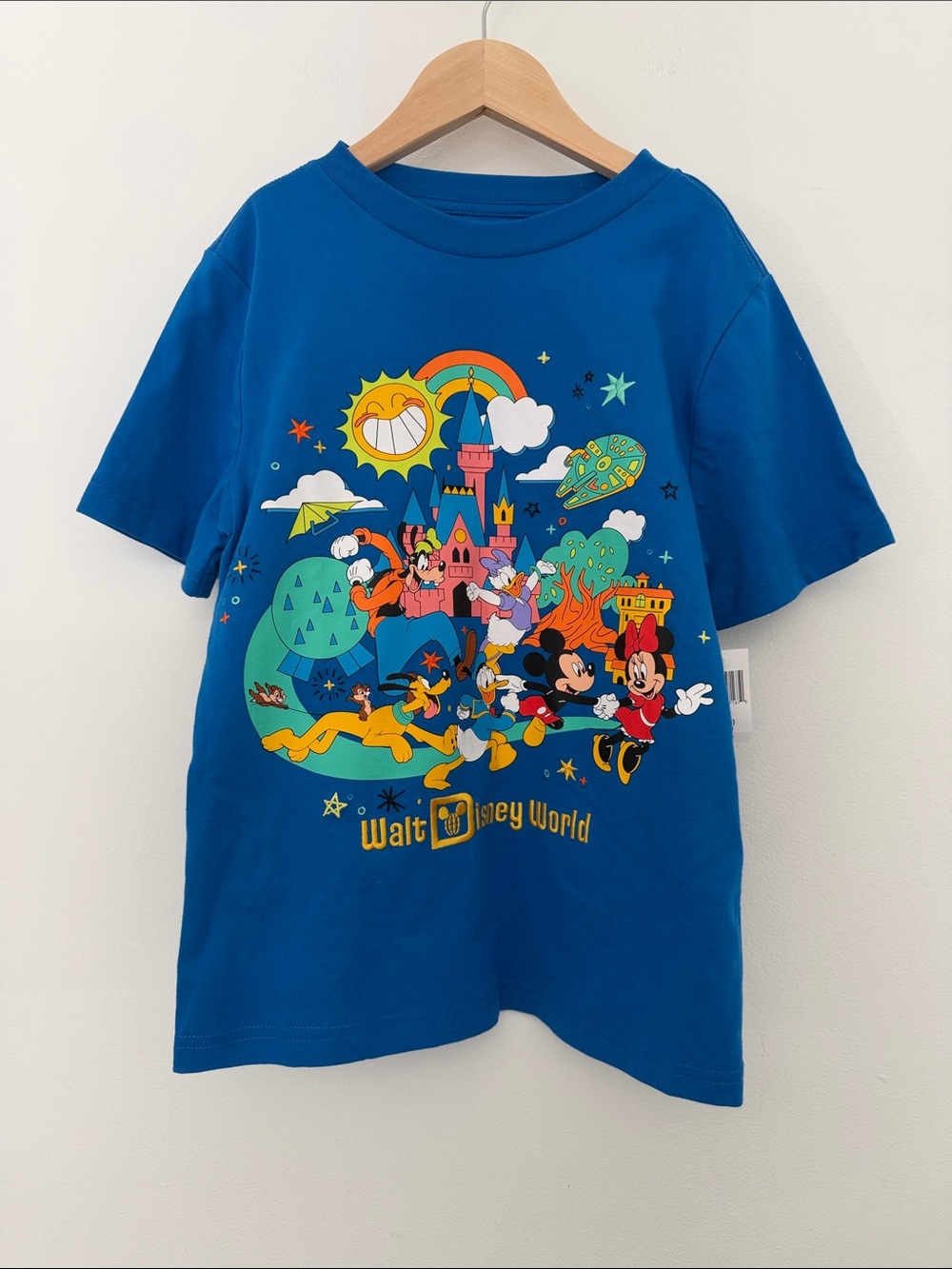 Disney Walt Disney World Blue Graphic Tee with Classic Characters Size 7/8 Years